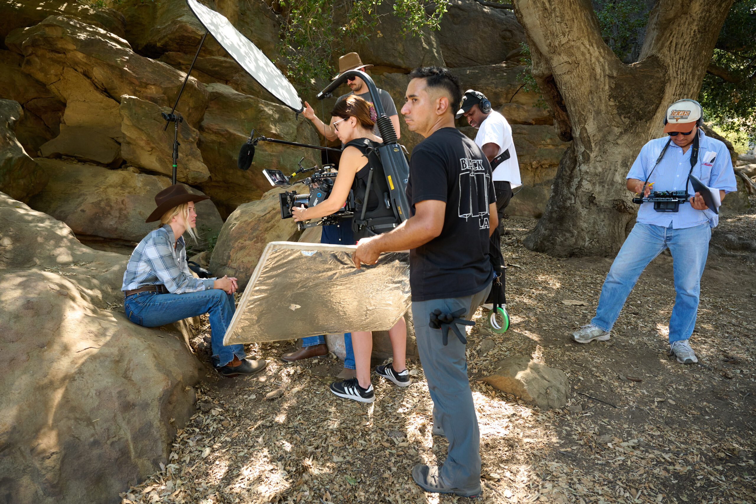 M.C. Huff on set filming proof of concept for The Golden Trail